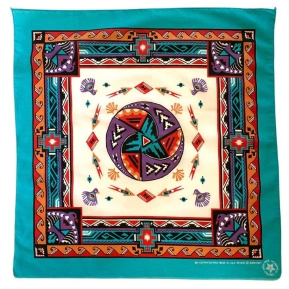 VTG Wamcraft Native Tribal Style SOUTHWESTERN BANDANA Thunderbird GEOMETRIC